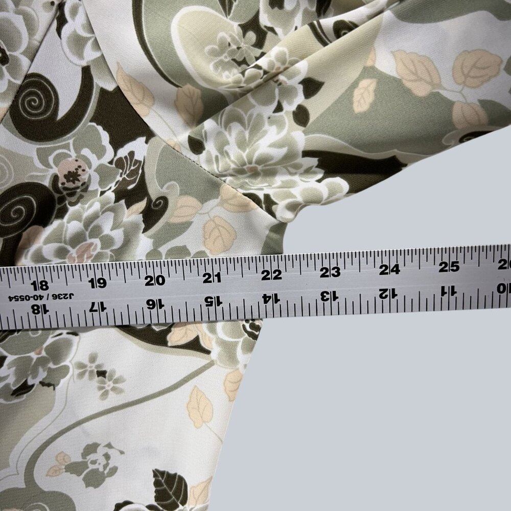 kathy Che Plus Floral Print Blouse 3/4 Sleeve Button-Down Polyester Womens Size - Picture 8 of 10